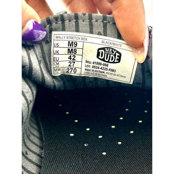NWT Hey Dude Wally Sox Black and White Slip-on Shoes Men Size 9 - Picture 7 of 8